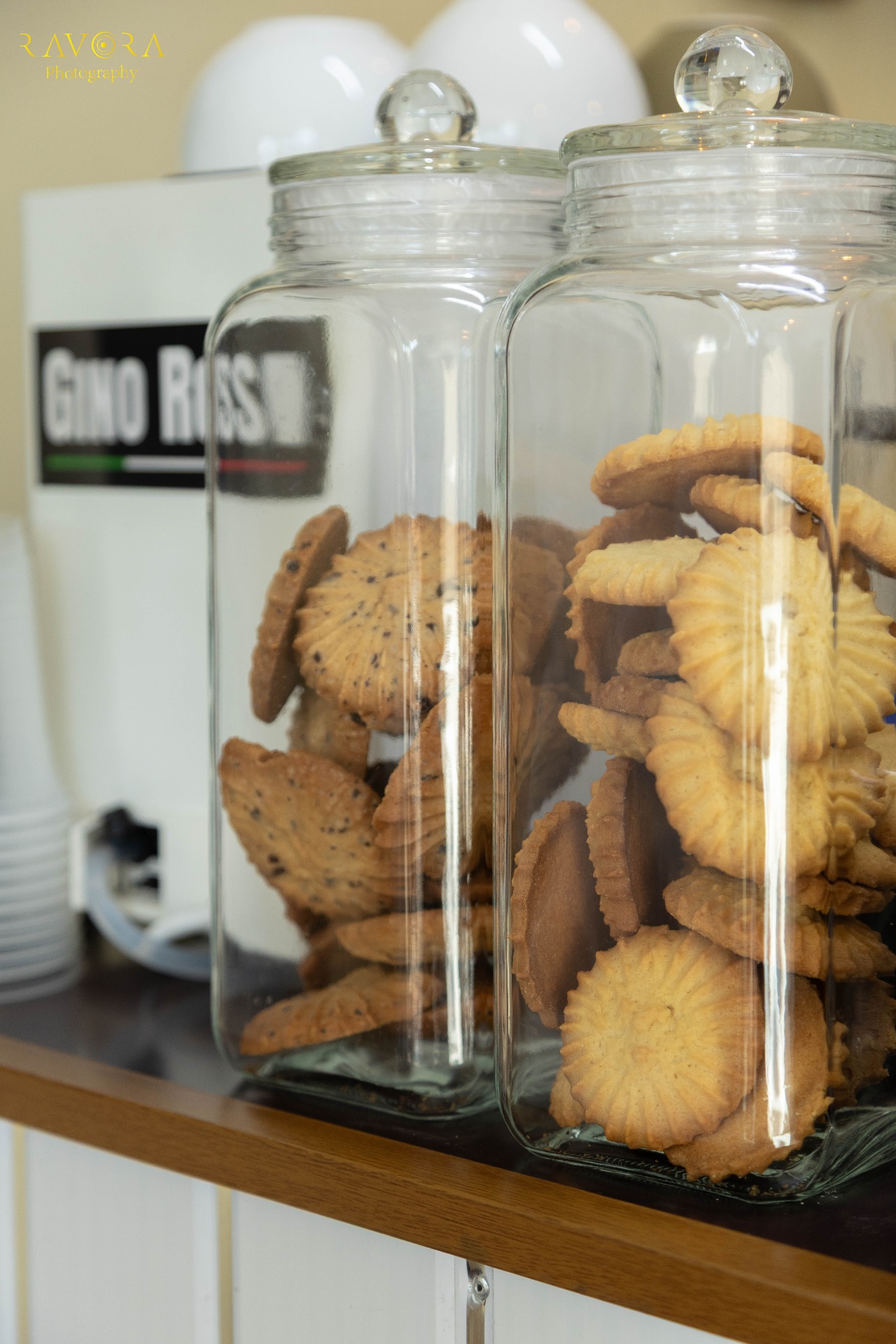 Glass jars of freshly baked cookies at our counter